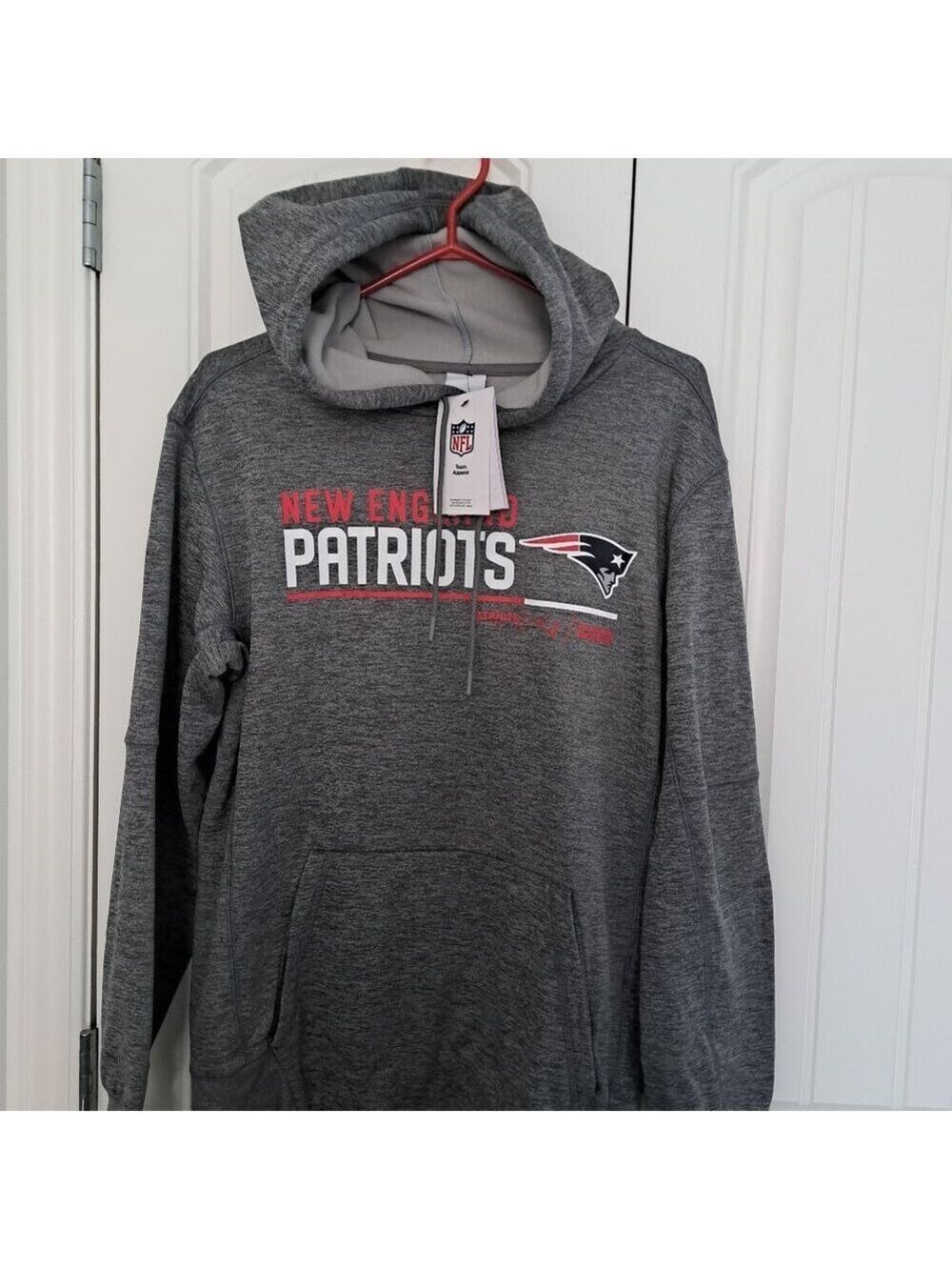 NIKE NFL team apparel PATRIOTS heather grey hooded sweater Therma fit Mens M